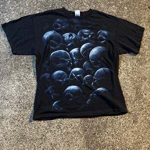 Vintage Tennessee River All Over Print Skull Pile T-Shirt XL